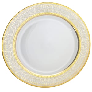 861-IRIANA24GLD 12" Round Iriana Round Charger Plate - Porcelain, White/Gold
