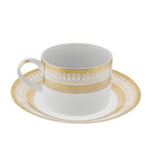 861-IRIANA9GLD 8 oz Iriana Gold Can Cup & Saucer Set, Porcelain