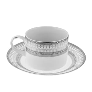 861-IRIANA9SLV 8 oz Iriana Silver Can Cup & Saucer Set, Porcelain