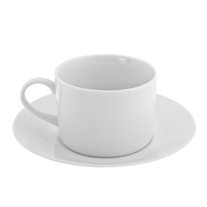 861-RW0009 8 oz Royal White Can Cup & Saucer Set, Porcelain