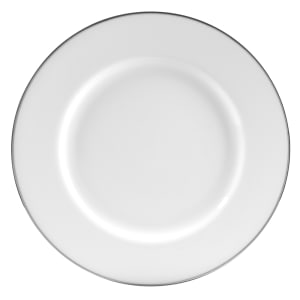 861-SL0001 10 3/4" Round Silver Line Dinner Plate - Porcelain, White/Silver