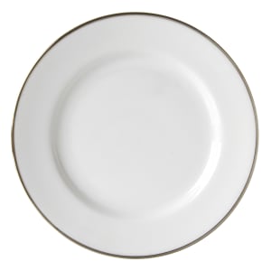 861-SL0004 7 3/4" Round Silver Line Salad/Dessert Plate - Porcelain, White/Silver