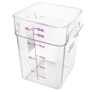 144-22SFSCW441 22 qt Square Food Storage Container - CamSquare®, Allergen-Free, Polycarbonate, Clear