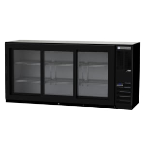 118-BB72HC1GSB 72" Bar Refrigerator - 3 Sliding Glass Doors, Black, 115v