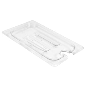 144-40CWCHN135 Camwear Food Pan Cover - 1/4 Size, Notched with Handle, Clear