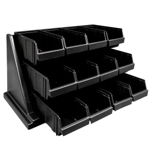 Coffee condiment organizer with 3 compartments Short Wide