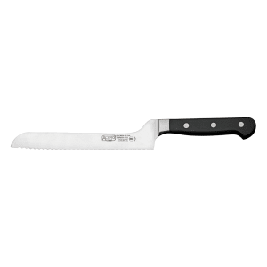080-KFP83 8-in Bread Knife, Offset, 1-Piece Full Tang, Forged Carbon Steel, POM Handle