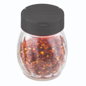 229-10329 6 oz Shaker w/ Flip Top Plastic Lid - Plastic, Black
