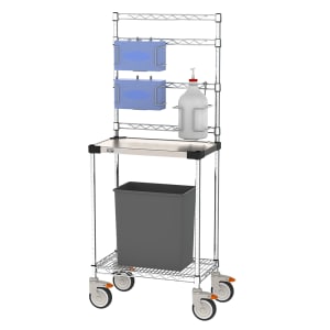 001-CR142454SNST Mobile Sanitizer Station w/ (2) Glove Box Holders & (2) Sanitizer Holders, Stainless Steel