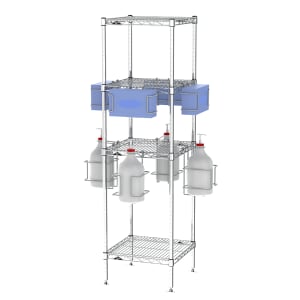 001-CR181863PPET 4 Shelf PPE Tree w/ (4) Glove Box Holders & (8) Sanitizer Holders, Stainless Steel
