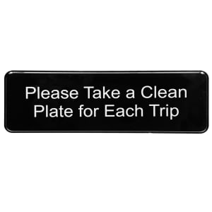 229-394596 "Please Take A Clean Plate" Sign - 9" x 3", Plastic, Black