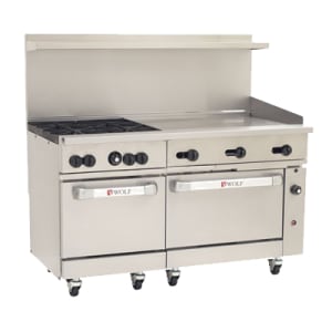 290-C60SC4B36GNG 60" 4 Burner Gas Range w/ Standard & Convection Oven, Natural Gas
