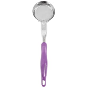 175-6433580 13 1/2" Solid Spoodle w/ Purple Handle - Stainless Steel