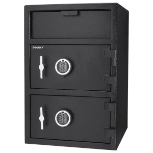 470-AX13312 Locker Depository Safe w/ Keypad Lock - (2) Compartments, Steel, Black