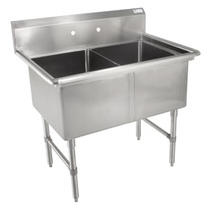 416-2B16204 37" 2 Compartment Sink w/ 16"L x 20"W Bowl, 14" Deep