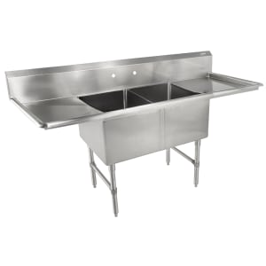 416-2B182442D18 75" 2 Compartment Sink w/ 18"L x 24"W Bowl, 14" Deep