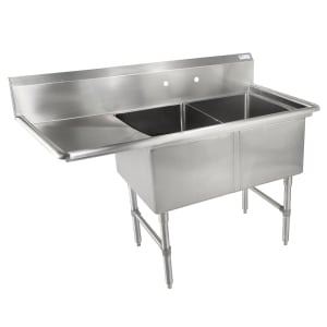 416-2B1841D18L 58" 2 Compartment Sink w/ 18"L x 18"W Bowl, 14" Deep