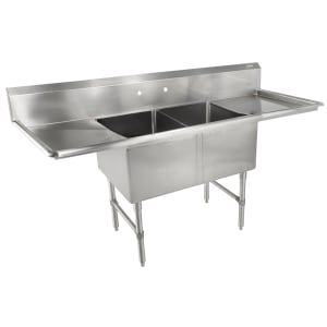 416-2B1842D18 75" 2 Compartment Sink w/ 18"L x 18"W Bowl, 14" Deep
