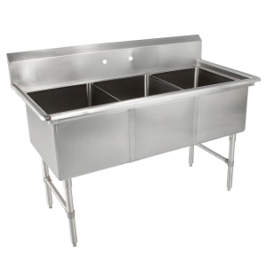 416-3B16204 53" 3 Compartment Sink w/ 16"L x 20"W Bowl, 14" Deep
