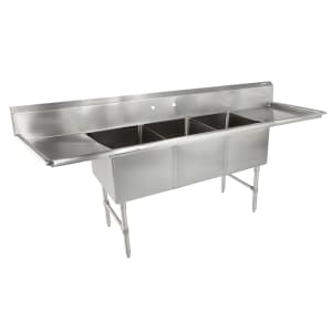 416-3B162042D18 87" 3 Compartment Sink w/ 16"L x 20"W Bowl, 14" Deep