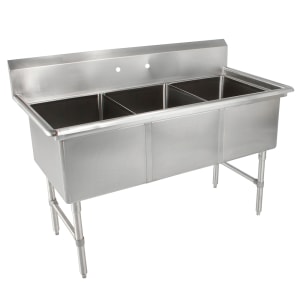 416-3B184 59" 3 Compartment Sink w/ 18"L x 18"W Bowl, 14" Deep