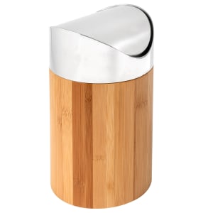 151-171760 Countertop Trash Can w/ Bamboo Body & Stainless Top, 5 x 7" High