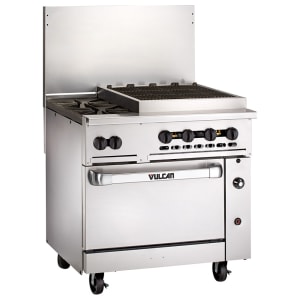 207-36C2B24CBN 36" 2 Burner Gas Range w/ Charbroiler & Convection Oven, Natural Gas