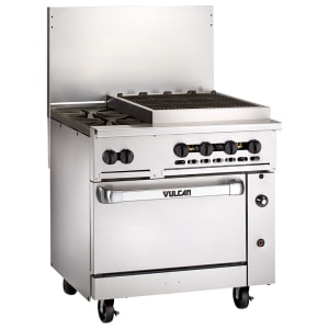 207-36S2B24CBN 36" 2 Burner Gas Range w/ Charbroiler & Standard Oven, Natural Gas