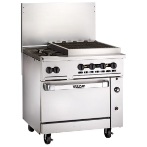 207-36S2B24CBP 36" 2 Burner Gas Range w/ Charbroiler & Standard Oven, Liquid Propane