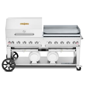 828-CVCCB72RGP 70" Mobile Gas Commercial Outdoor Grill w/ Griddle, Liquid Propane