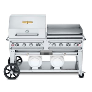828-CVCCB60RGP 58" Mobile Gas Commercial Outdoor Grill w/ Griddle, Liquid Propane