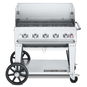 828-CVMCB36WGPLP 34" Mobile Gas Commercial Outdoor Charbroiler w/ Wind Guards, Liquid Propane