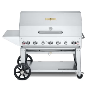 828-CVMCB48PKGLP 46" Mobile Gas Commercial Outdoor Charbroiler w/ Roll Dome, Liquid Propane