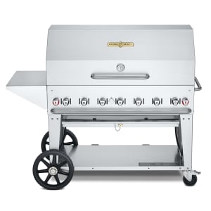 828-CVMCB48PKGNG 46" Mobile Gas Commercial Outdoor Charbroiler w/ Roll Dome, Natural Gas