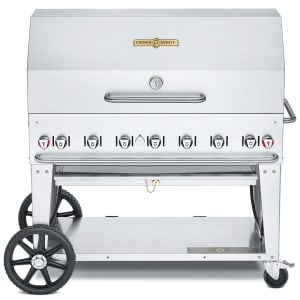 828-CVMCB601RDPLP 58" Mobile Gas Commercial Outdoor Charbroiler w/ Roll Dome, Liquid Propane