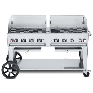828-CVMCB60SI5010WGP 58" Mobile Gas Commercial Outdoor Charbroiler w/ Wind Guards, Liquid Propane