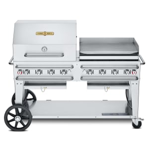 828-CVRCB60RGPSI5010 58" Mobile Gas Commercial Outdoor Grill w/ Roll Dome, Liquid Propane