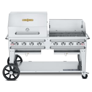 828-CVRCB60RWP 58" Mobile Gas Commercial Outdoor Grill w/ Roll Dome, Liquid Propane