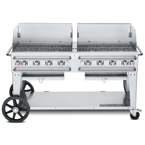 828-CVRCB60WGPSI5010 58" Mobile Gas Commercial Outdoor Grill w/ Wind Guards, Liquid Propane