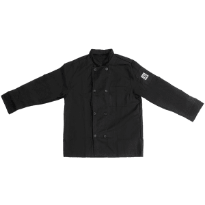 709-J071BK2X Chef's Jacket w/ Long Sleeves - Poly/Cotton, Black, 2X