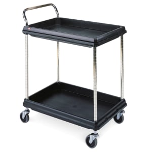 001-BC20302DBL 2 Level Plastic Utility Cart w/ 400 lb Capacity, Raised Ledges