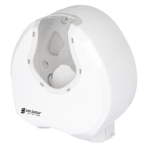 094-R2070WHCL Wall Mount Toilet Paper Dispenser for (1) 9" Jumbo Roll - Plastic, White/Clear