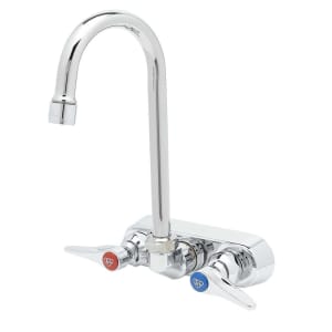 064-B114602A Wall Mount Workboard Faucet w/ 4 3/8" Swivel Gooseneck & Lever Handles