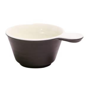 701-D42RRAWCH 10 oz Round Melamine Handled Bowl, Antique White/Chocolate