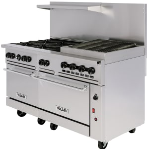 207-60SS6B24CBN 60" 6 Burner Gas Range w/ Charbroiler & (2) Standard Ovens, Natural Gas