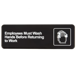 175-4530 Wash Hands Before Returning to Work Sign - 3x9" White on Black