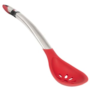177-7112508L 12" Slotted Spoon w/ Ergonomic Curved Handle, Red