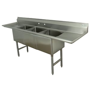 009-FC3151515RLX 75" 3 Compartment Sink w/ 15"L x 15"W Bowl, 14" Deep