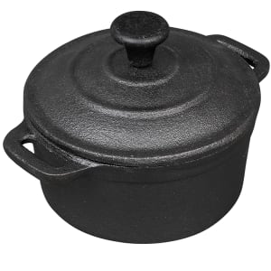 229-CW30110 8 oz Round Casserole Dish - Cast Iron, Black