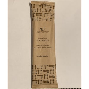 524-VTE2MC 6" Disposable Wooden Cutlery Kit w/ Napkin, Medium Weight